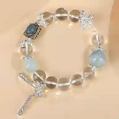 遇点 时尚浪漫蝴蝶结 #好运气质优雅简约小众设计感手饰品天然 白水晶 手串 女款