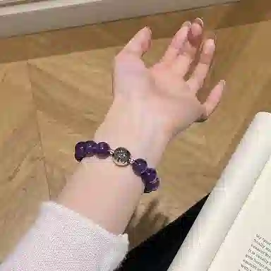 遇点 梦幻紫高级 #好运气质时尚简约高级感手饰 日常给天然 紫水晶 手串 女款