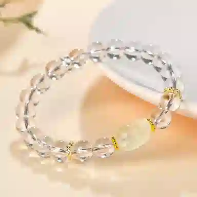 遇点 七紫星球#好运轻奢风简约大气时尚小众个性手饰品天然 白水晶 手串 女款