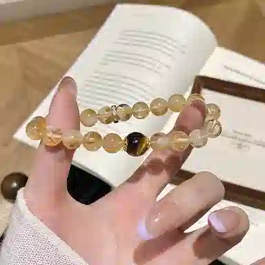 遇点 日进斗金#好运轻奢风精致气质小众高级感设计手饰品天然 黄水晶 手串 女款