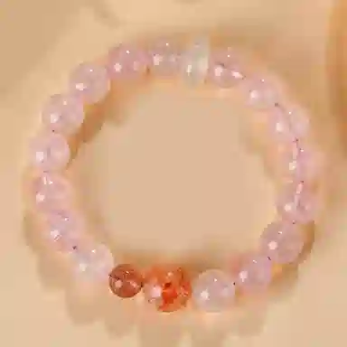 遇点 粉色浪漫 好运气质轻奢风优雅时尚简约高贵甜美手饰品天然 粉水晶 手串 女款