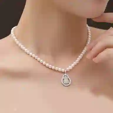 遇点 葫芦 好运福禄精致优雅高级感锁骨链 日常生日纪念日好礼 淡水珍珠 项链 女款