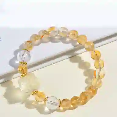 遇点 醒狮手链 #好运小众轻奢风新中式国潮气质精致简约百搭手饰品天然 黄水晶 手串 女款