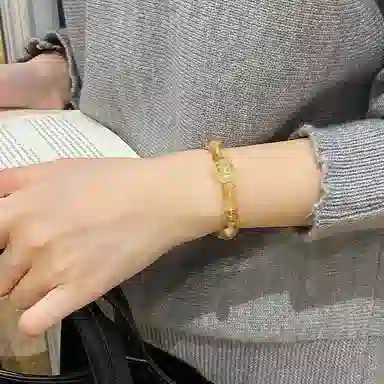 遇点 时尚气质 #好运新中式国潮精致小众回纹珠梦幻气质优雅手饰品 精美礼盒天然 黄水晶 手串 女款