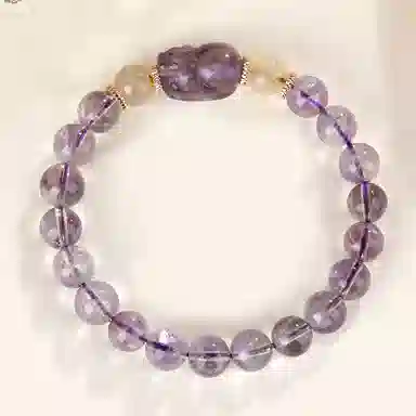 遇点 貔貅 #好运新中式国潮复古清新可爱气质小众高级感设计手饰品 日常表白天然 紫水晶 手串 女款