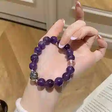 遇点 梦幻紫高级 #好运气质时尚简约高级感手饰 日常给天然 紫水晶 手串 女款