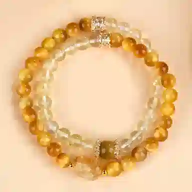 遇点 新中式国潮复古 时尚小众高级感设计天然 黄水晶 手串 女款