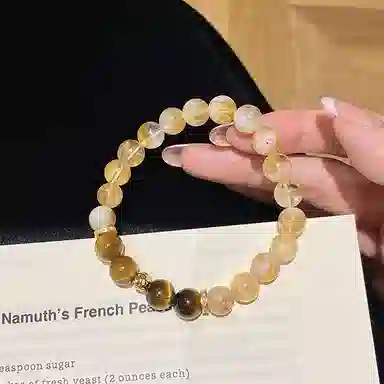 遇点 复古 #好运轻奢风气质小众优雅高级感设计日常天然 黄水晶 手串 女款