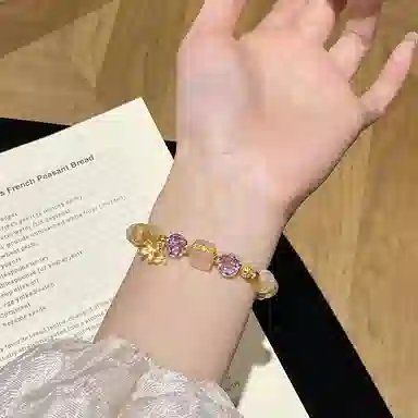 遇点 精致花朵#好运优雅高贵轻奢风小众简约气质天然 黄水晶 手串 女款