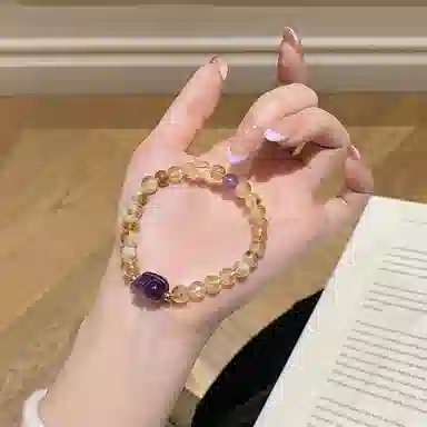 遇点 时尚轻奢风貔貅 #好运时尚简约优雅精致高级感设计手饰品 精美礼盒天然 黄水晶 手串 女款