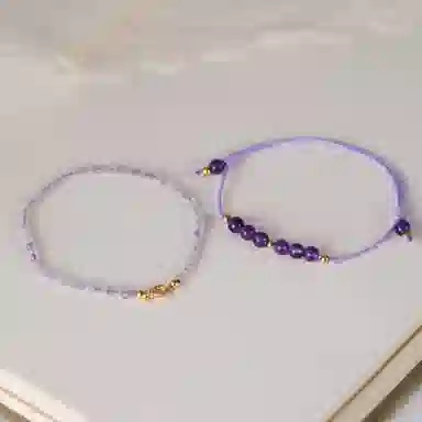 遇点 好运轻奢叠戴小众设计感优雅气质高级天然 紫水晶 手绳 女款
