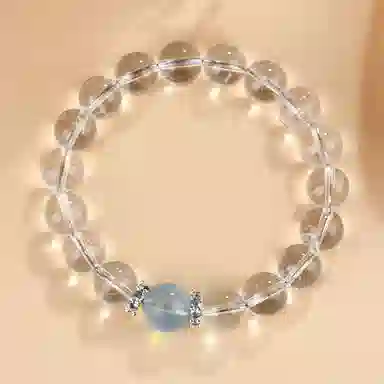 遇点 经典圆珠好运气质优雅高贵小众高级感设计天然 白水晶 手串 女款