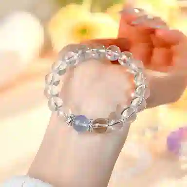 遇点 经典圆珠好运气质优雅高贵小众高级感设计天然 白水晶 手串 女款