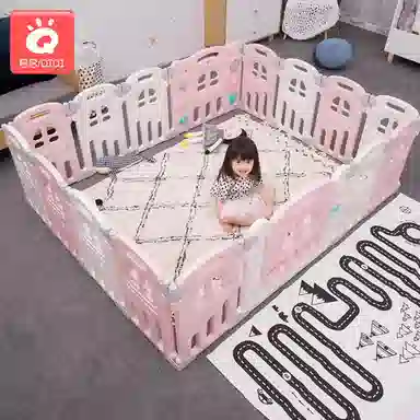 启启 宝宝学步栅栏地上安全防护室内家用爬行垫 可折叠游戏围栏 早教益智玩具