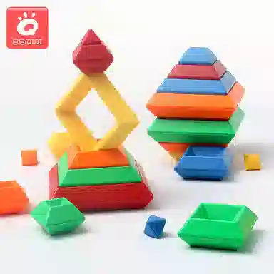 启启 彩虹塔叠叠乐套叠 鲁班塔金字塔堆叠积木 早教益智玩具