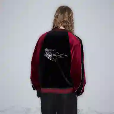 ROCAWEAR Vintage Velvet Embroidered Baseball Jacket