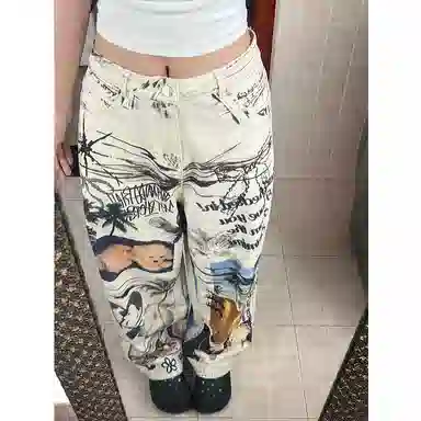 LIN MYKING Graffiti Tie-Dye Pants