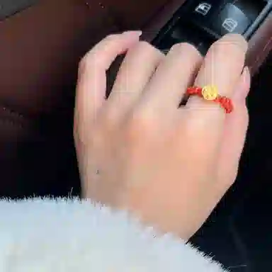 月斐 黄金玫瑰花 浪漫玫瑰转运珠本命年精致轻奢编绳可调节金山茶花好运莲莲花指环闺蜜款 足金 金戒指 男女同款情侣款