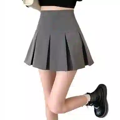 轻迎 高腰百褶裙显瘦美式学院风半身裙休闲短裙 女款