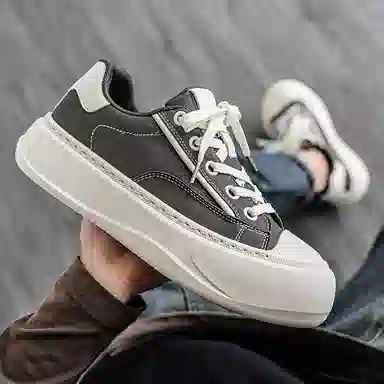 美式韩版融合的潮流学院风 透气轻便增高 低帮 帆布鞋 男款