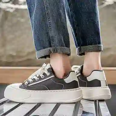 美式韩版融合的潮流学院风 透气轻便增高 低帮 帆布鞋 男款