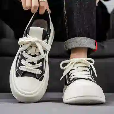 美式韩版融合的潮流学院风 透气轻便增高 低帮 帆布鞋 男款