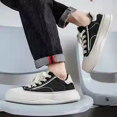 美式韩版融合的潮流学院风 透气轻便增高 低帮 帆布鞋 男款