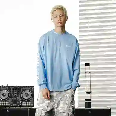 MOONWAV Gothic Letter Print Long Sleeve T-Shirt