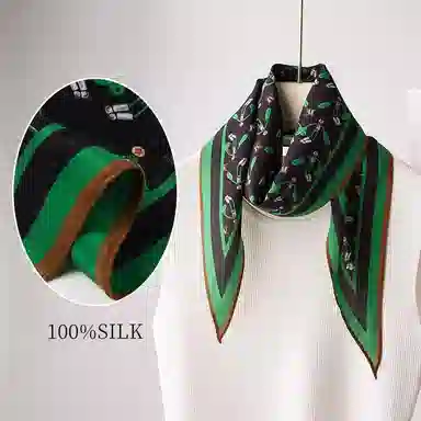 杭丝路 菱形小长条围巾纱巾护颈薄款遮脖子防晒 桑蚕丝 丝巾 女款 白色