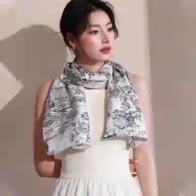 杭丝路 双面异色钉珠长巾围巾披肩 桑蚕丝 丝巾 女款