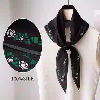 杭丝路 菱形小长条围巾纱巾护颈薄款遮脖子防晒 桑蚕丝 丝巾 女款 白色