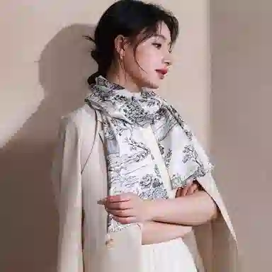 杭丝路 双面异色钉珠长巾围巾披肩 桑蚕丝 丝巾 女款