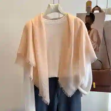 杭丝路 薄款三角围脖大方巾空调房 羊毛 丝巾 女款 浅驼色