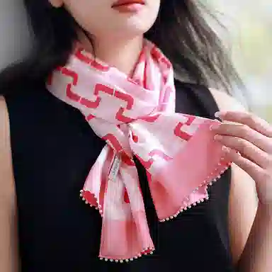 杭丝路 双面异色钉珠长巾围巾披肩 桑蚕丝 丝巾 女款