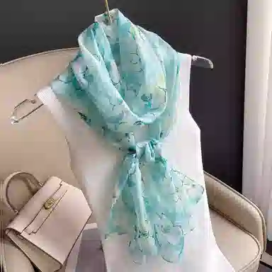 杭丝路 小长条纱巾围巾薄款护颈遮脖子防晒 桑蚕丝 丝巾 女款