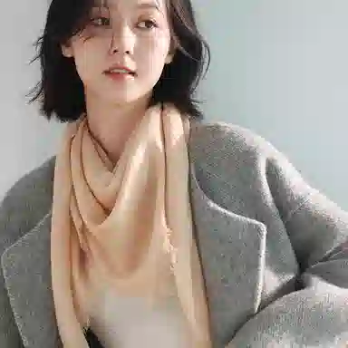 杭丝路 薄款三角围脖大方巾空调房 羊毛 丝巾 女款 浅驼色