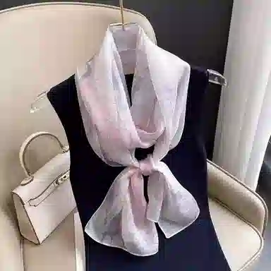 杭丝路 小长条纱巾围巾薄款护颈遮脖子防晒 桑蚕丝 丝巾 女款