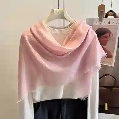 杭丝路 薄款三角围脖大方巾空调房 羊毛 丝巾 女款 浅驼色