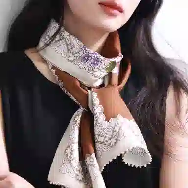 杭丝路 双面异色钉珠长巾围巾披肩 桑蚕丝 丝巾 女款