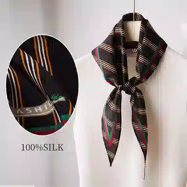 杭丝路 菱形小长条围巾纱巾护颈薄款遮脖子防晒 桑蚕丝 丝巾 女款 白色