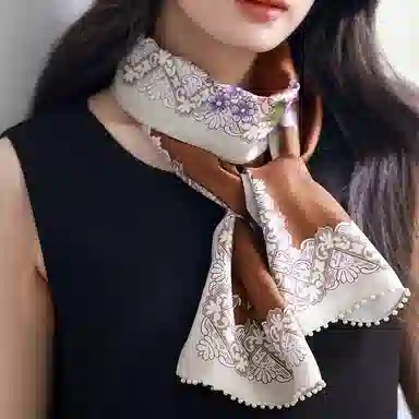 杭丝路 双面异色钉珠长巾围巾披肩 桑蚕丝 丝巾 女款