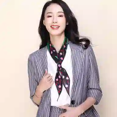 杭丝路 菱形小长条围巾纱巾护颈薄款遮脖子防晒 桑蚕丝 丝巾 女款 白色