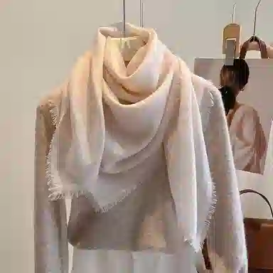 杭丝路 薄款三角围脖大方巾空调房 羊毛 丝巾 女款 浅驼色