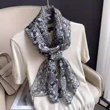 杭丝路 小长条纱巾围巾薄款护颈遮脖子防晒 桑蚕丝 丝巾 女款