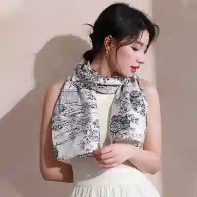 杭丝路 双面异色钉珠长巾围巾披肩 桑蚕丝 丝巾 女款