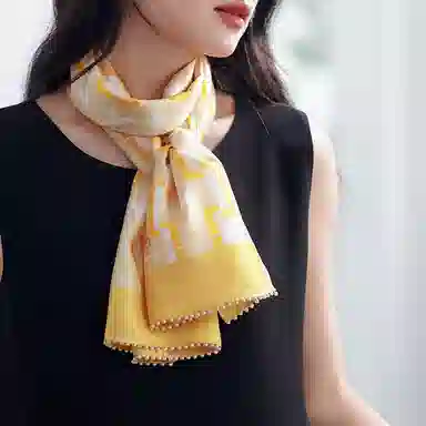 杭丝路 双面异色钉珠长巾围巾披肩 桑蚕丝 丝巾 女款