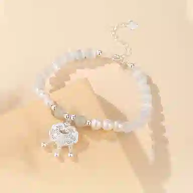 匆匆那年 新中式国潮如意平安锁 转运珠手饰 轻奢小众高级感可调节 猫眼石 玉石手链 女款