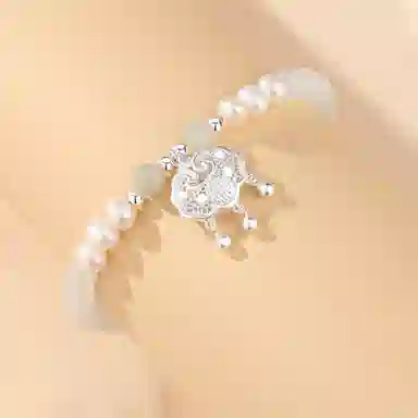 匆匆那年 新中式国潮如意平安锁 转运珠手饰 轻奢小众高级感可调节 猫眼石 玉石手链 女款