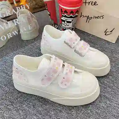 日系复古可爱格子休闲厚底时尚 低帮 帆布鞋 女款