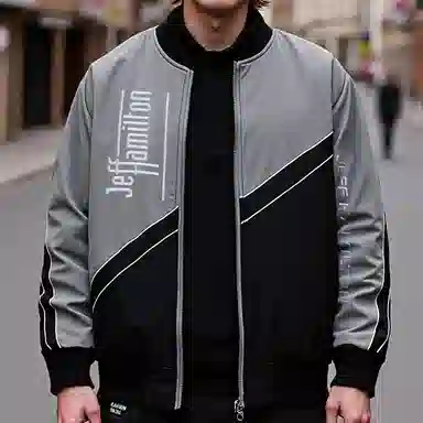 Jeff Hamilton Colorblock Logo Baseball Jacket